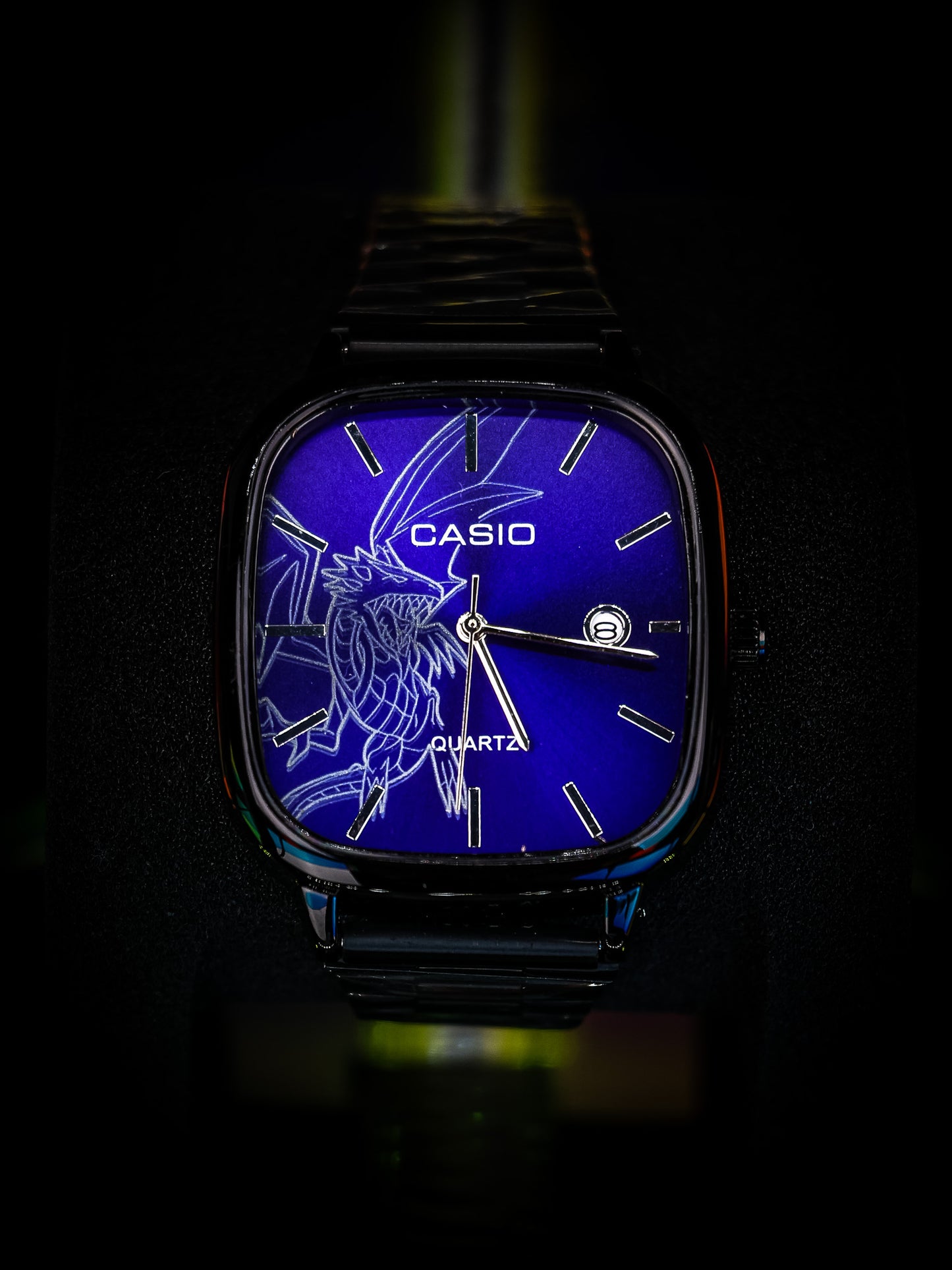 Custom Blue-Eyes White Dragon Blue Dial Vintage-Style Watch