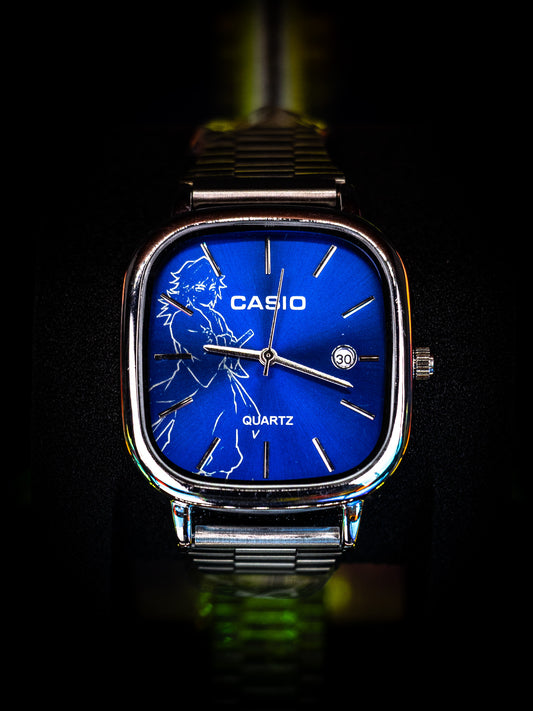Custom Giyu Tomioka Blue Dial Vintage-Style Watch