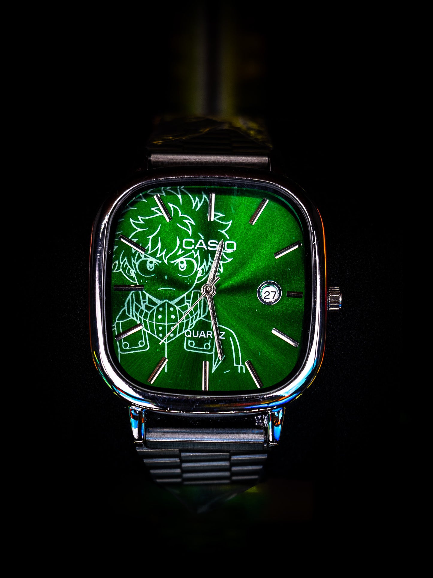 Custom Izuku Midoriya Green Dial Vintage-Style Watch