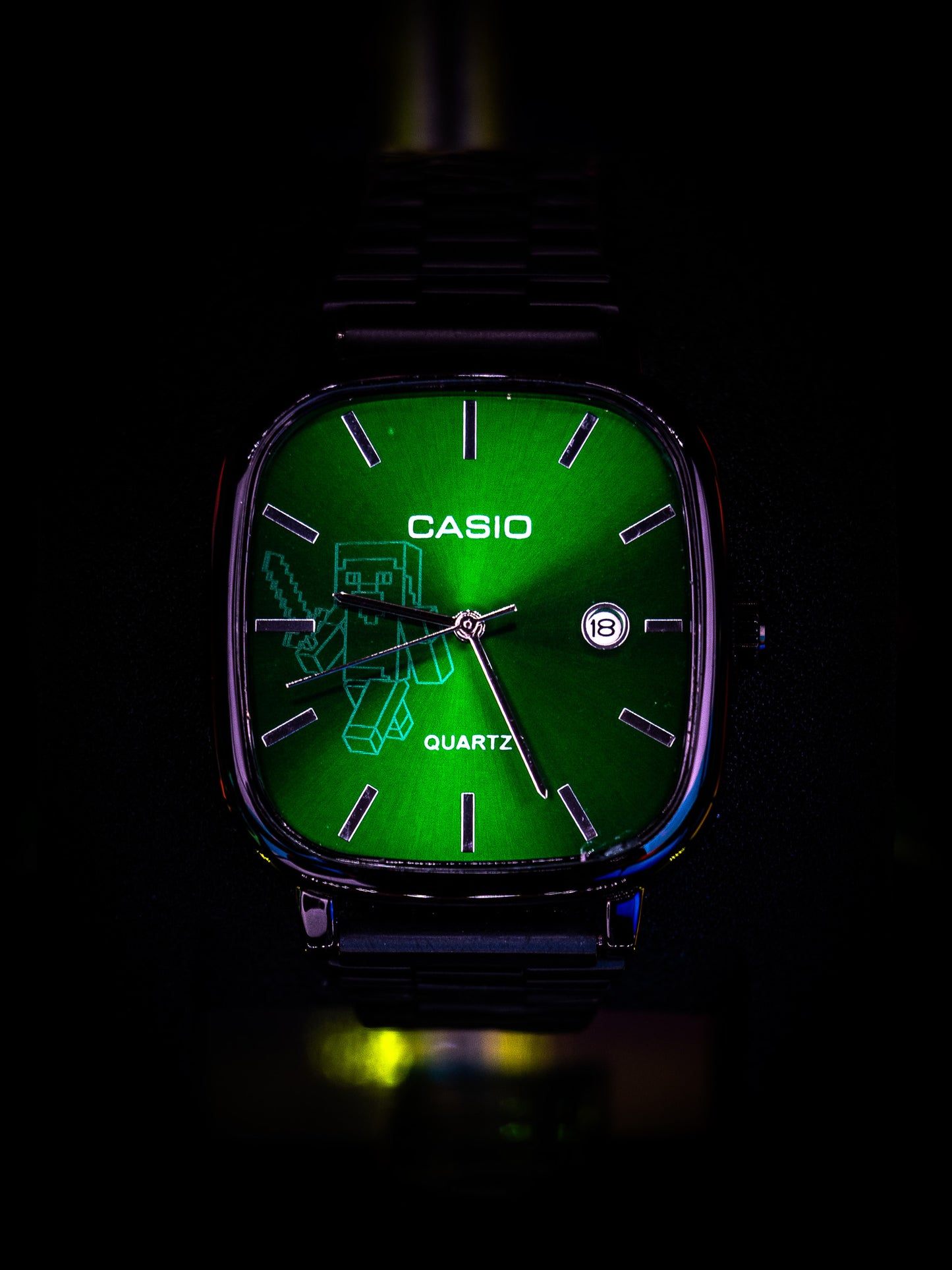 Custom Minecraft Green Dial Vintage-Style Watch
